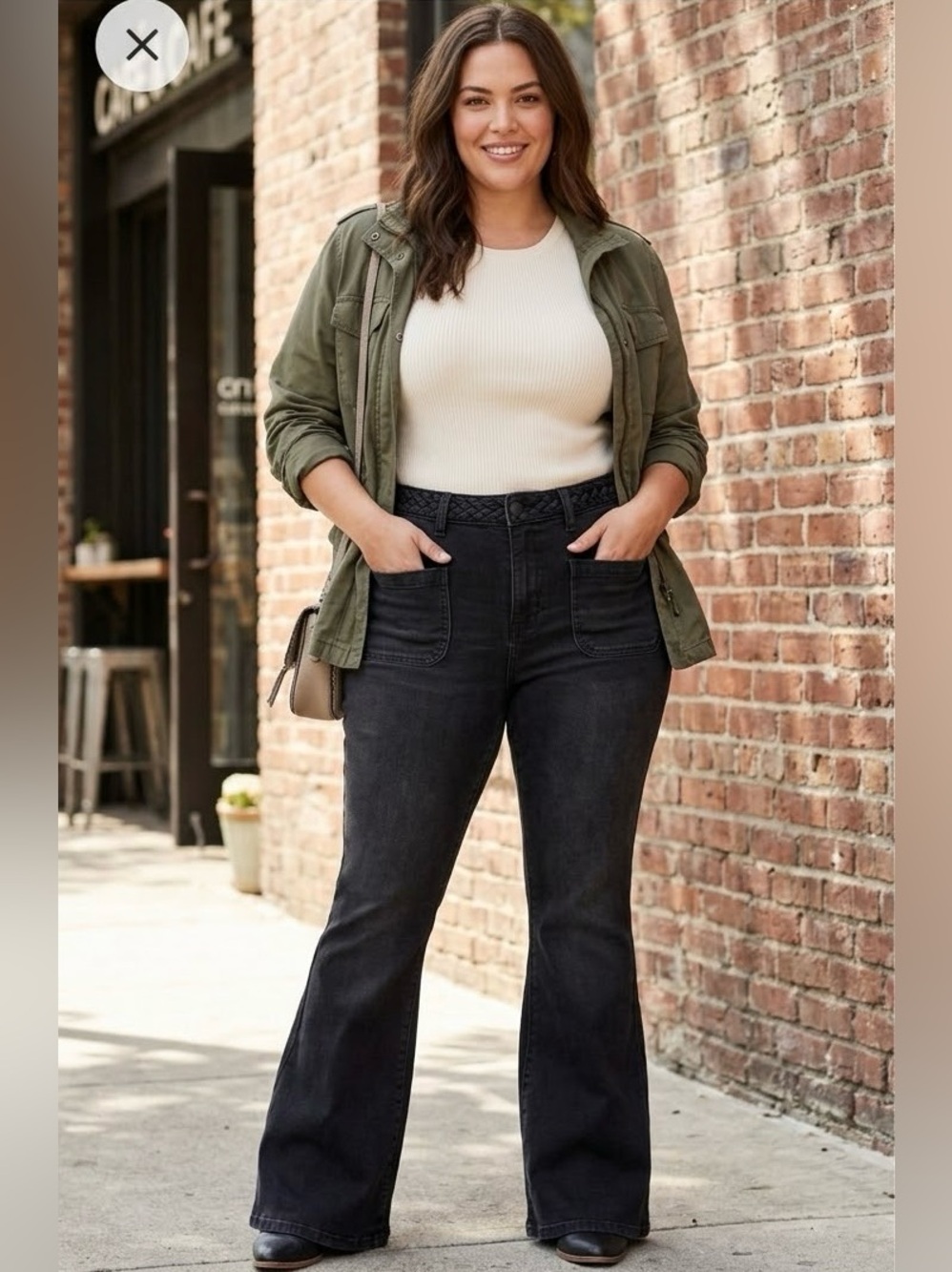 Celebrity Pink Braided Waist Patch Pocket Black Flare Women's Jeans Size‎ 13/31
